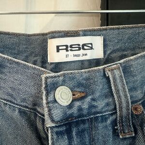 RSQ Relaxed Fit Jeans in Classic Blue Women’s frayed legs